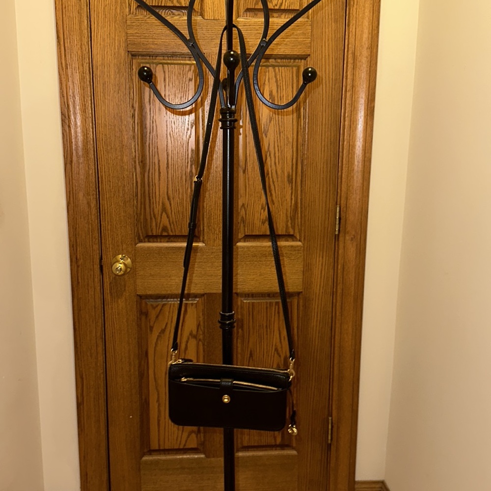 Coach Pebbled Leather Black Crossbody Wristlet - Picture 9 of 14